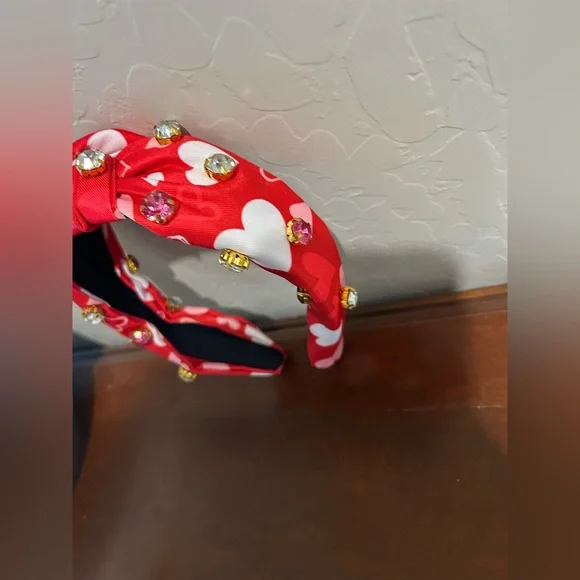 Red Heart-Print Jeweled Knotted Headband - Women Accessories - Picture 2 of 7